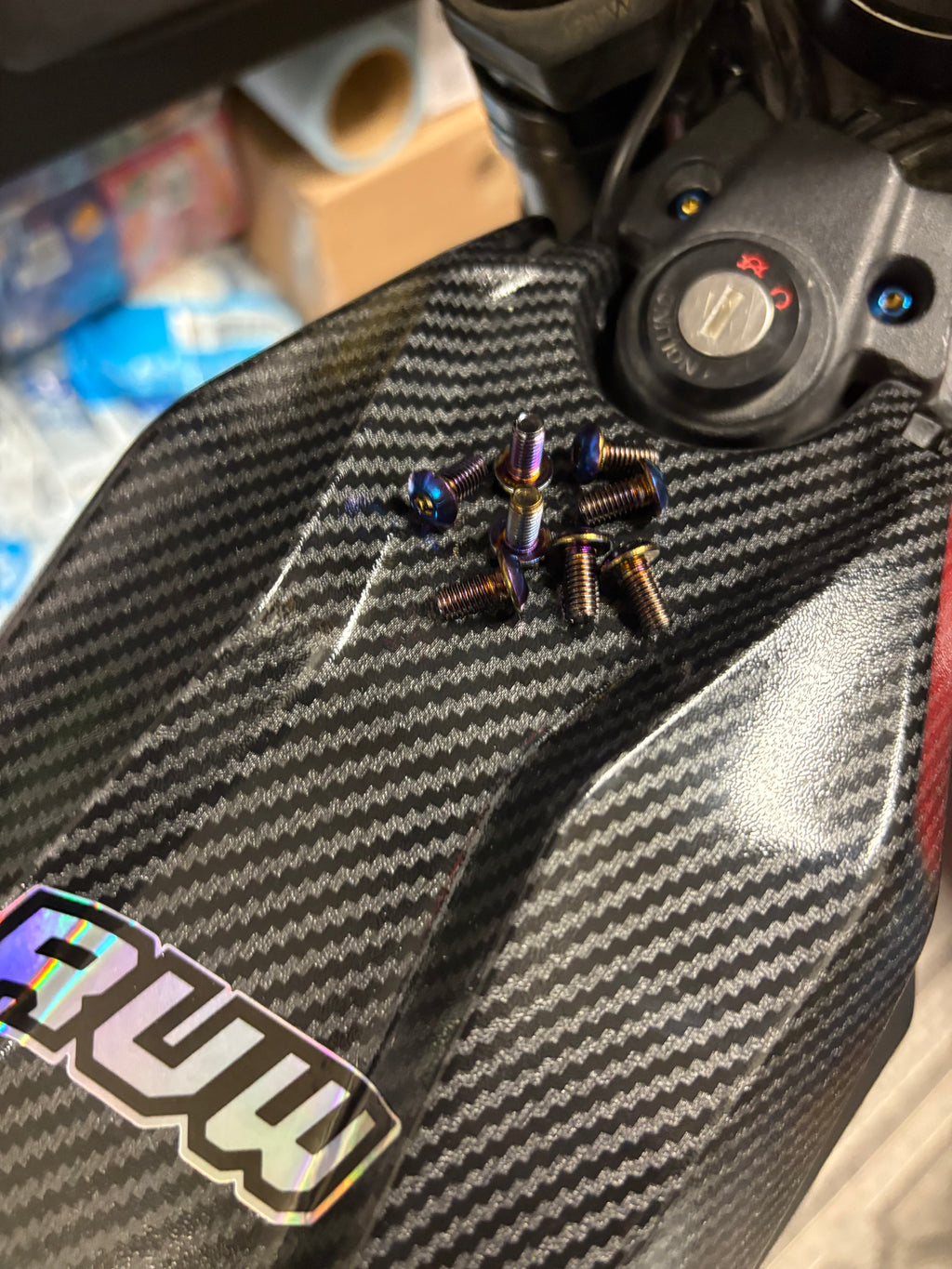 Titanium talaria key ignition bolts